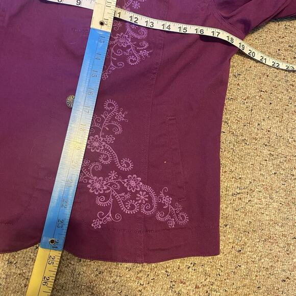 Trilllogy Morning Sun Embroidery Jacket Women S Purple Button Festival Outdoors - Picture 2 of 9